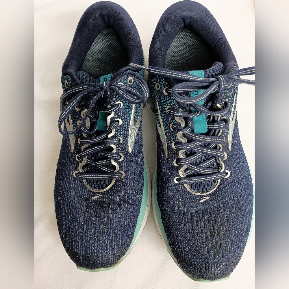 BROOKS Ghost 11 Blue‎ and Green Athletic Shoes with Breathable Mesh (#125)